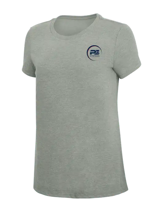 Womens Simply Soft Grey Frost 4.5oz  Poly/Combed Ring Spun Cotton T-Shirt w/PE Systems Logo