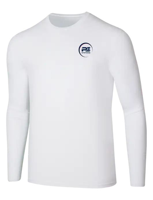 Seriously Soft White Long Sleeve T-Shirt w/PE Systems Logo