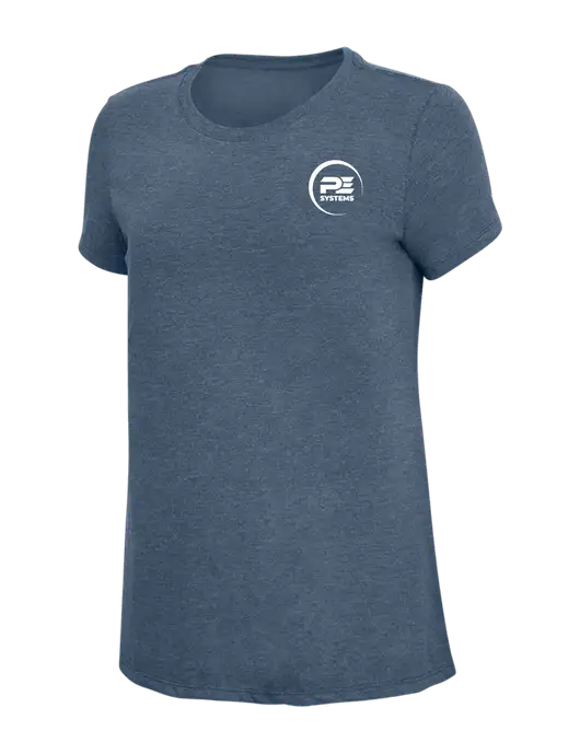 Womens Simply Soft Navy Frost 4.5oz  Poly/Combed Ring Spun Cotton T-Shirt w/PE Systems Logo