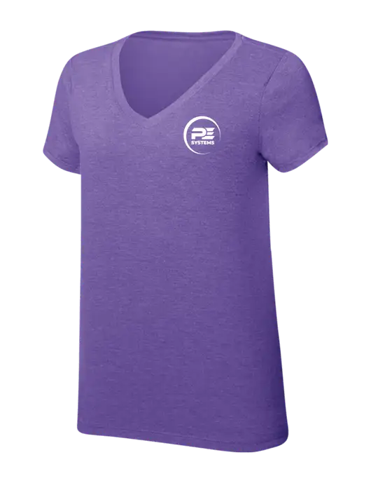Womens Simply Soft V-Neck Purple Frost 4.5oz  Poly/Combed Ring Spun Cotton T-Shirt w/PE Systems Logo