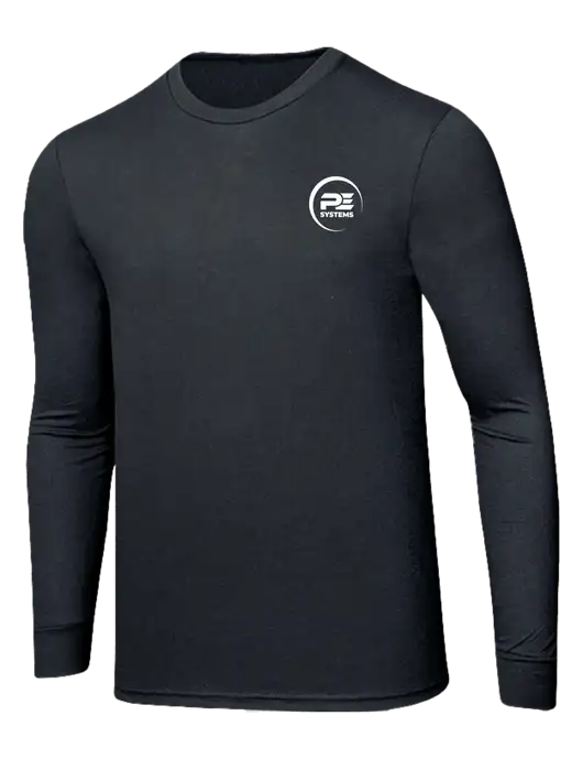 Simply Soft Long Sleeve Black Frost 4.5 oz, Poly/Combed Ring Spun Cotton T-Shirt w/PE Systems Logo