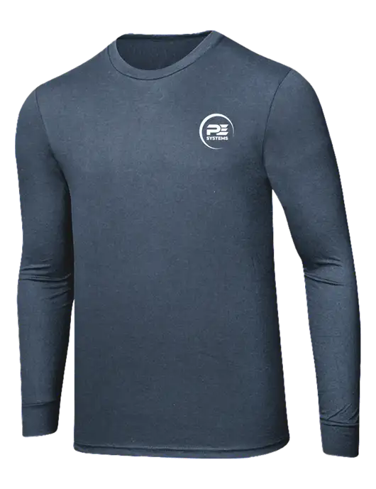 Simply Soft Long Sleeve Navy Frost 4.5 oz, Poly/Combed Ring Spun Cotton T-Shirt w/PE Systems Logo