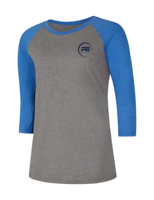 Womens Simply Soft 3/4 Sleeve Royal Frost/Grey Ring Spun Cotton T-Shirt w/PE Systems Logo