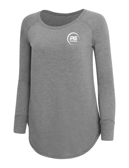 Womens Perfect Wide Collar Tunic Tri-Blend Grey Frost 4.5 oz T-Shirt w/PE Systems Logo
