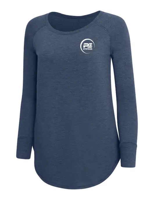 Womens Perfect Wide Collar Tunic Tri-Blend Navy Frost 4.5 oz T-Shirt w/PE Systems Logo