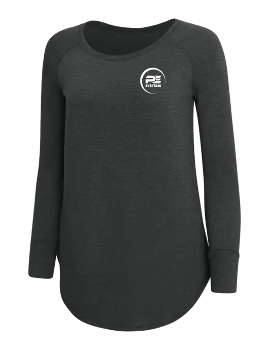 Womens Perfect Wide Collar Tunic Tri-Blend Black Frost 4.5 oz T-Shirt w/PE Systems Logo