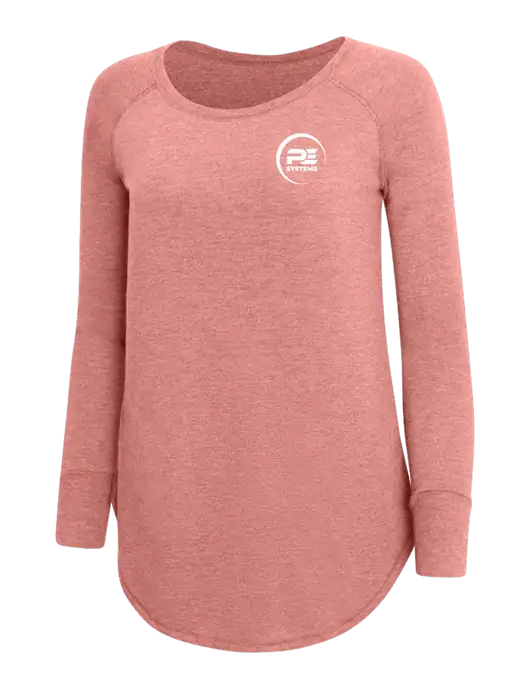 Womens Perfect Wide Collar Tunic Tri-Blend Blush Frost 4.5 oz T-Shirt w/PE Systems Logo