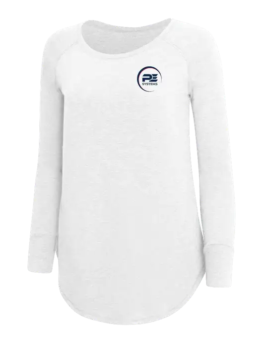 Womens Perfect Wide Collar Tunic Tri-Blend White 4.5 oz T-Shirt w/PE Systems Logo