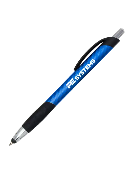 Sunray Blue Stylus Pen - Black Ink w/PE Systems Logo