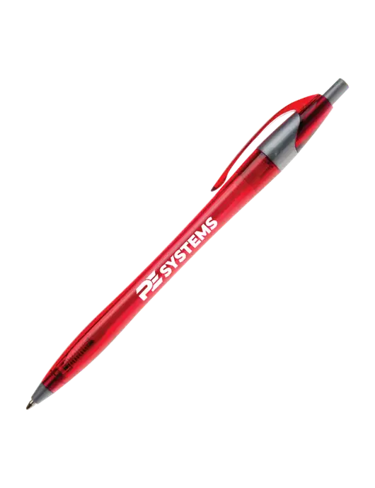 Novella Translucent Red/Silver Jewel Pen - Blue Ink w/PE Systems Logo