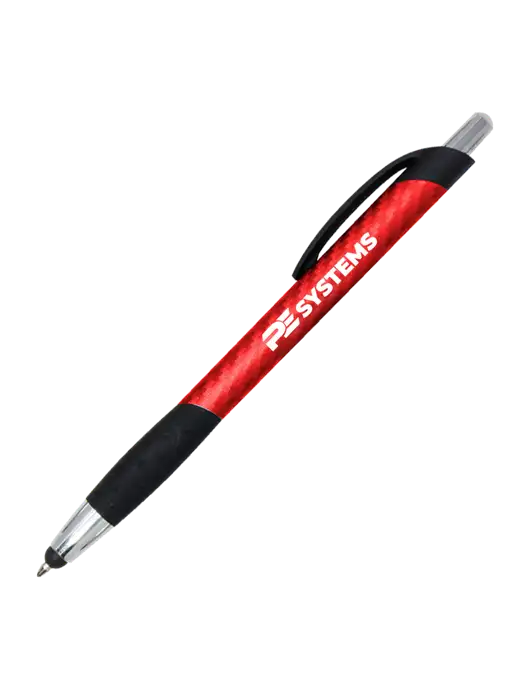 Sunray Red Stylus Pen - Black Ink w/PE Systems Logo