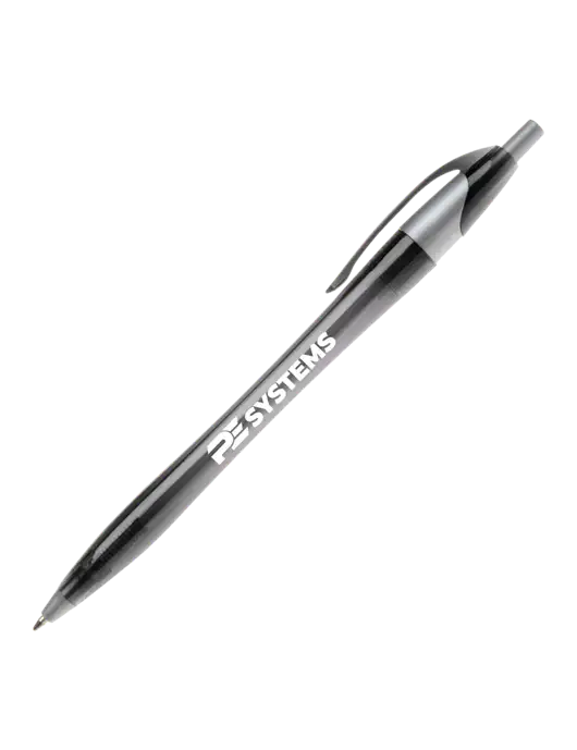 Novella Translucent Black/Silver Jewel Pen - Blue Ink w/PE Systems Logo