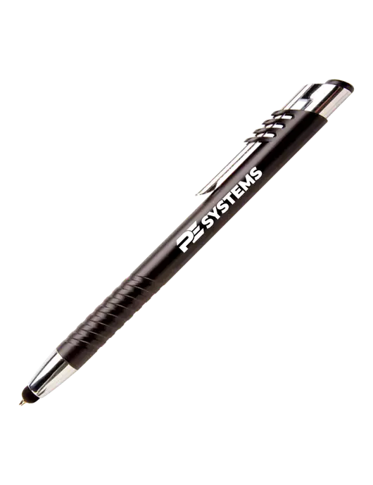 Schirhart Black Stylus Pen - Blue Ink w/PE Systems Logo