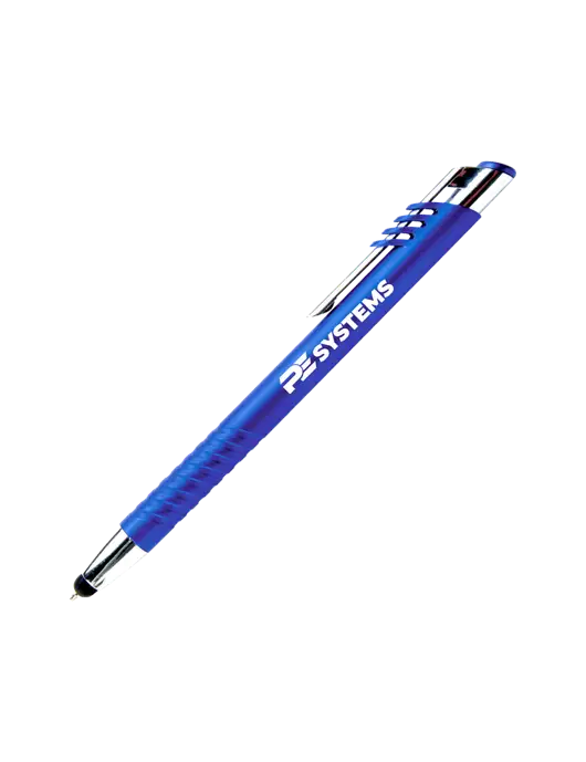 Schirhart Blue Stylus Pen - Blue Ink w/PE Systems Logo