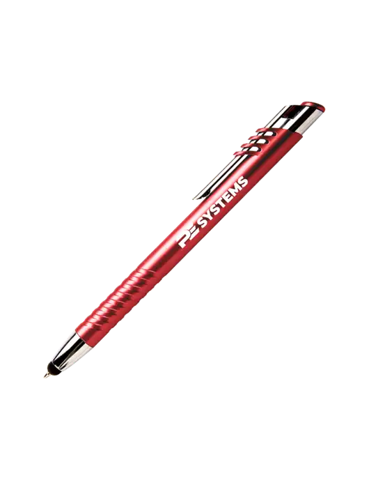 Schirhart Red Stylus Pen - Blue Ink w/PE Systems Logo