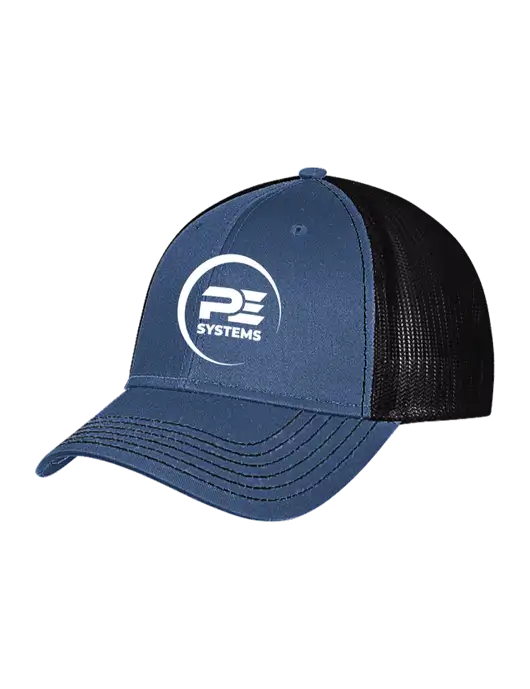 Dark Royal/Black Mesh Trucker Cap Snap Back w/PE Systems Logo