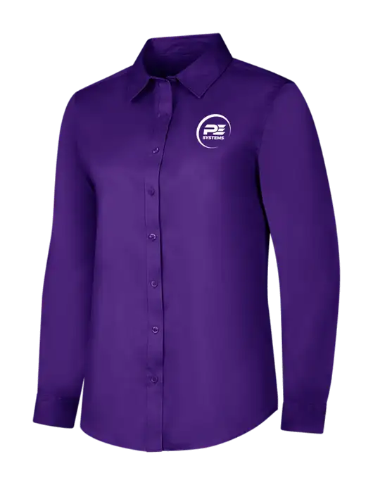 Purple Womens Long Sleeve Superpro React Twill Shirt w/PE Systems Logo