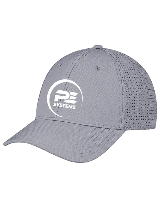 Grey Performance Stretchable Cap Hook & Loop w/PE Systems Logo
