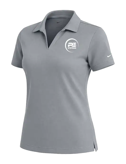 NIKE Medium Grey Womens Dri-Fit Micro Pique Polo w/PE Systems Logo