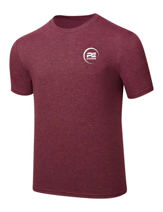 Simply Soft Maroon Frost 4.5oz  Poly/Combed Ring Spun Cotton T-Shirt w/PE Systems Logo