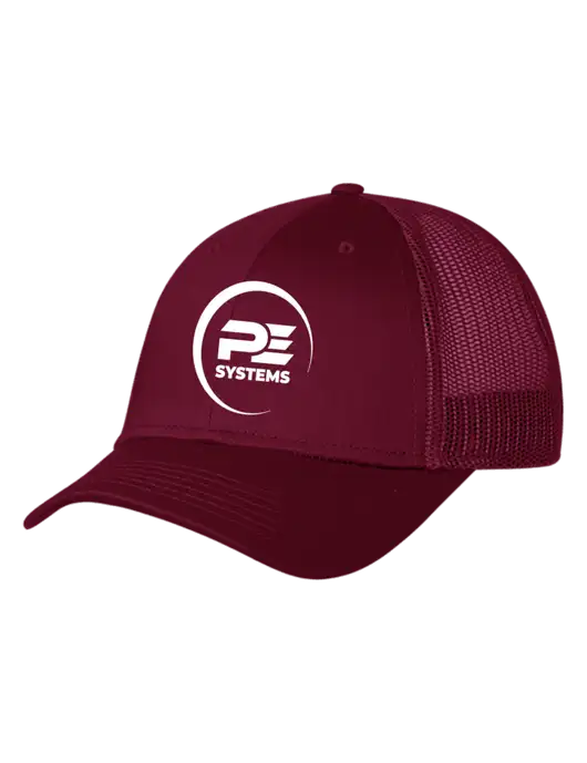 Maroon Mesh Trucker Cap Snap Back w/PE Systems Logo