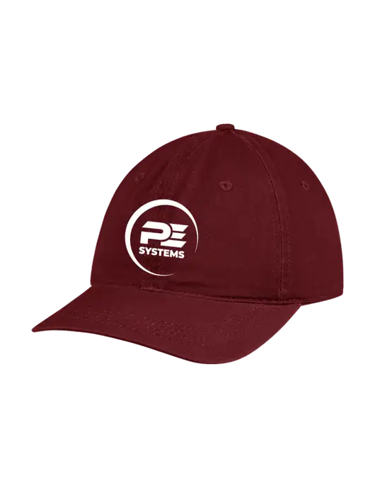 Garment Washed Unstructured Twill Maroon Cap w/PE Systems Logo
