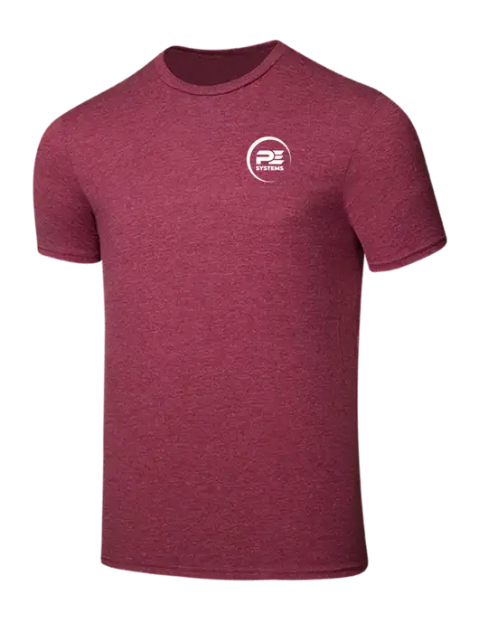 Seriously Soft Heathered Cardinal T-Shirt w/PE Systems Logo