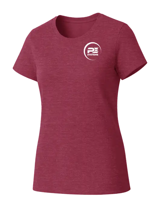 Womens Seriously Soft Heathered Cardinal T-Shirt w/PE Systems Logo