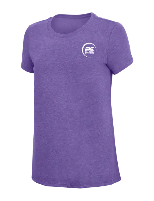 Womens Simply Soft Purple Frost 4.5oz  Poly/Combed Ring Spun Cotton T-Shirt w/PE Systems Logo