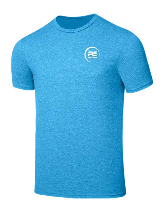 Seriously Soft Heathered Sapphire Blue T-Shirt w/PE Systems Logo