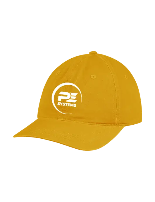 Garment Washed Unstructured Twill Yellow Gold Cap w/PE Systems Logo