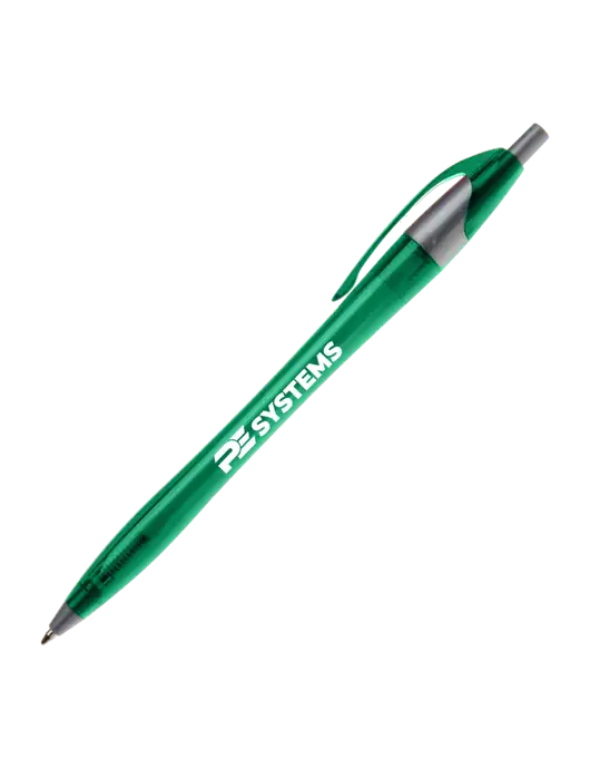 Novella Translucent Green/Silver Jewel Pen - Blue Ink w/PE Systems Logo