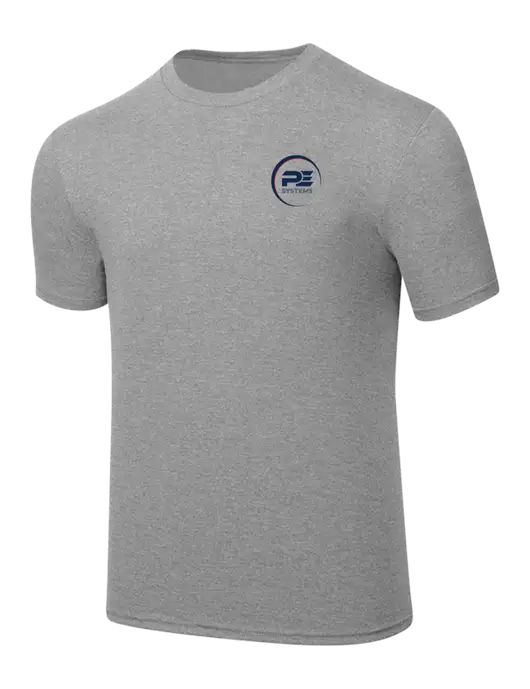 Simply Soft Heathered Light Grey 4.5oz  Poly/Combed Ring Spun Cotton T-Shirt w/PE Systems Logo