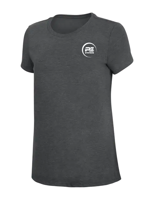 Womens Simply Soft Charcoal 4.5oz Poly/Combed Ring Spun Cotton T-Shirt w/PE Systems Logo