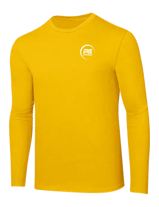 Ring Spun Yellow Gold 4.5 oz Long Sleeve T-Shirt
 w/PE Systems Logo
