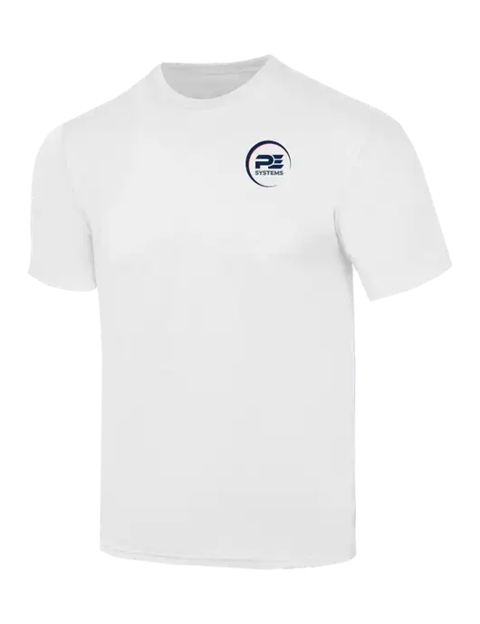 Simply Soft White 4.5oz  Poly/Combed Ring Spun Cotton T-Shirt w/PE Systems Logo