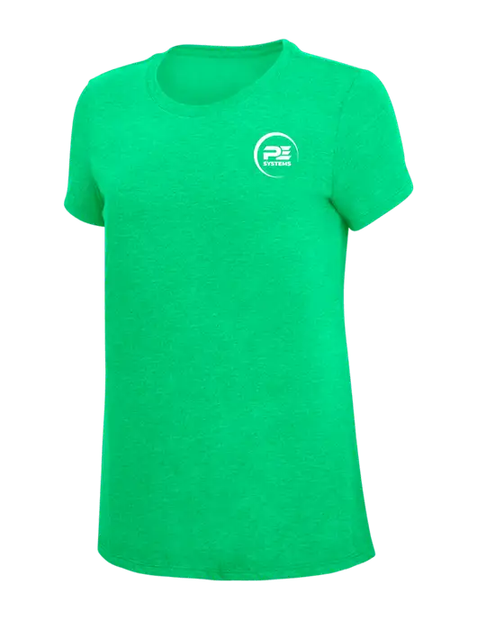 Womens Simply Soft Green Frost 4.5oz Poly/Combed Ring Spun Cotton T-Shirt w/PE Systems Logo