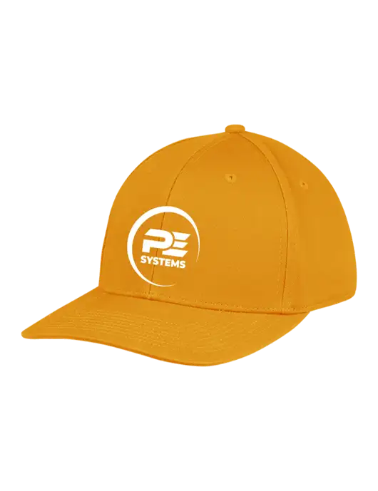 Premium Modern Structured Twill Yellow Gold Snapback Cap
 w/PE Systems Logo