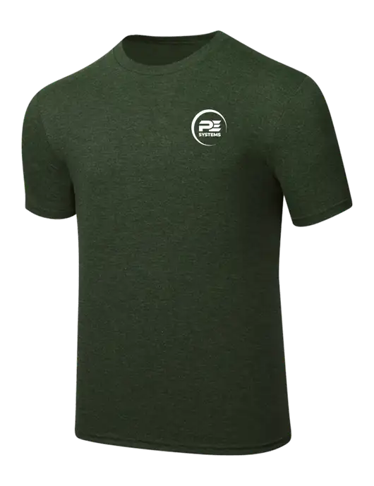 Simply Soft Heathered Forest Green 4.5oz  Poly/Combed Ring Spun Cotton T-Shirt w/PE Systems Logo