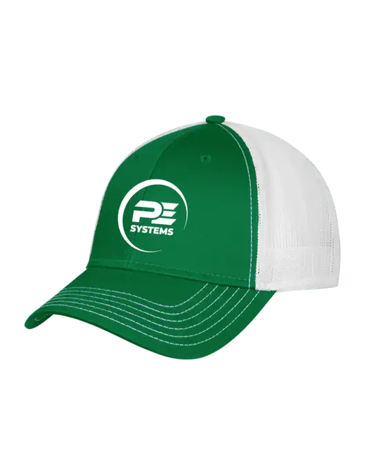 Kelly & White Mesh Trucker Cap Snap Back w/PE Systems Logo