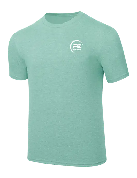 Simply Soft Heathered Sage 4.5oz  Poly/Combed Ring Spun Cotton T-Shirt w/PE Systems Logo
