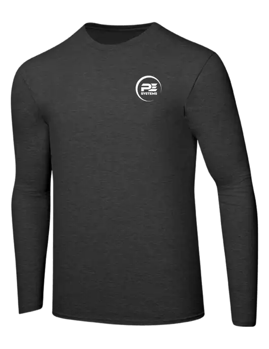 Ring Spun Dark Heather Grey 4.5 oz Long Sleeve T-Shirt w/PE Systems Logo
