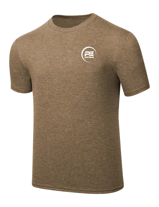 Simply Soft Light Brown Heathered 4.5oz  Poly/Combed Ring Spun Cotton T-Shirt w/PE Systems Logo