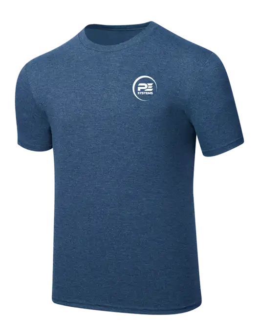 Simply Soft Heathered Navy 4.5oz  Poly/Combed Ring Spun Cotton T-Shirt w/PE Systems Logo