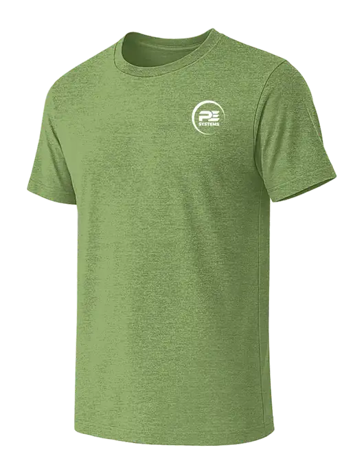 BELLA+CANVAS Heather Light Green CVC Short Sleeve Tee w/PE Systems Logo