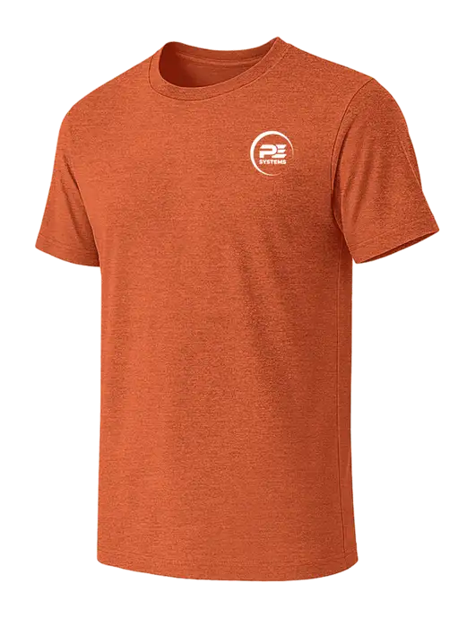 BELLA+CANVAS Heather Orange CVC Short Sleeve Tee w/PE Systems Logo