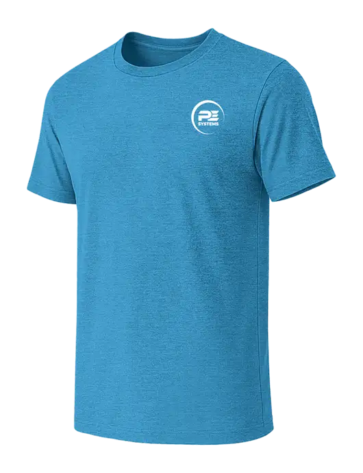 BELLA+CANVAS Heather Sapphire CVC Short Sleeve Tee w/PE Systems Logo