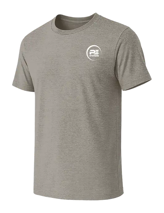 BELLA+CANVAS Heather Medium Brown CVC Short Sleeve Tee w/PE Systems Logo