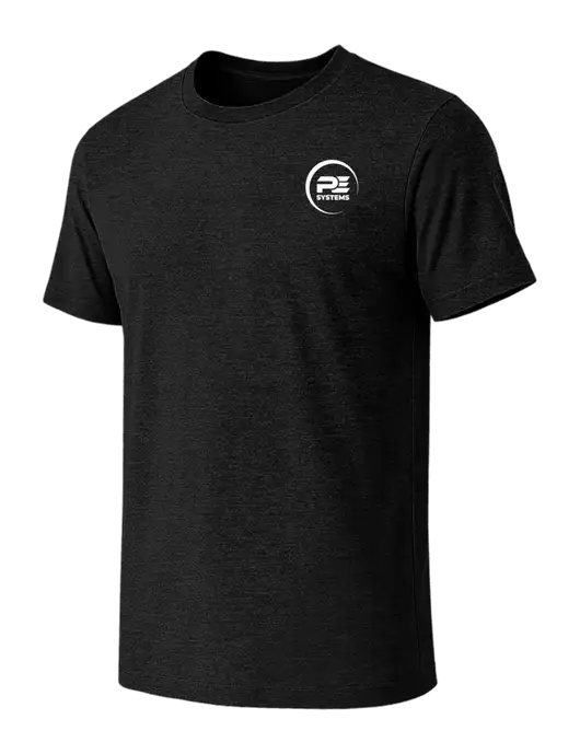 BELLA+CANVAS Black Heather CVC Short Sleeve Tee w/PE Systems Logo