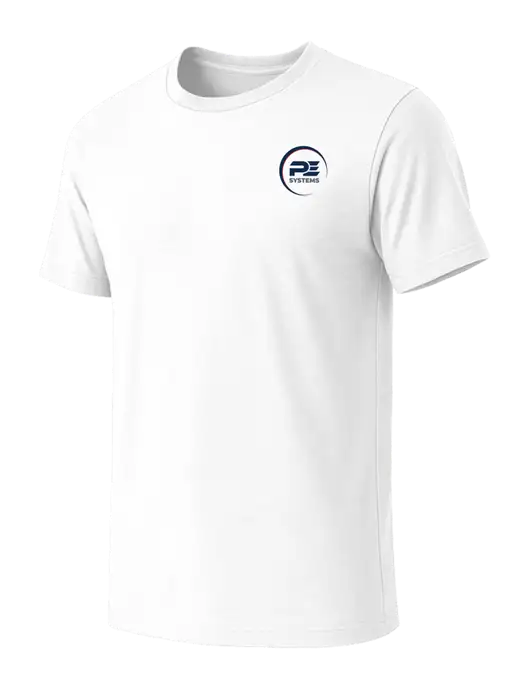 BELLA+CANVAS White Blend CVC Short Sleeve Tee w/PE Systems Logo